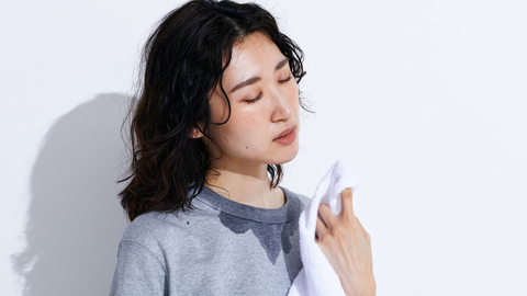 Female with sweat on clothes