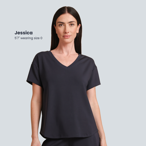 Breezy Short Sleeve Pajama Tee - The Knit V-Neck