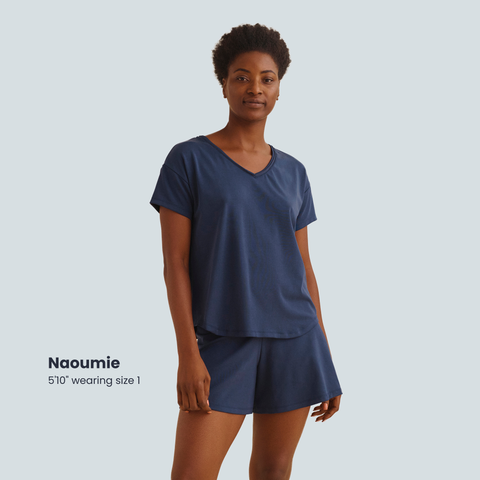 Breezy Short Sleeve Pajama Tee - The Woven V-Neck