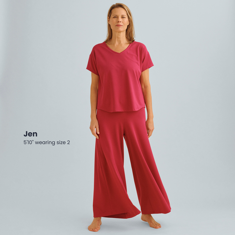 Breezy Short Sleeve Pajama Tee - The Woven V-Neck