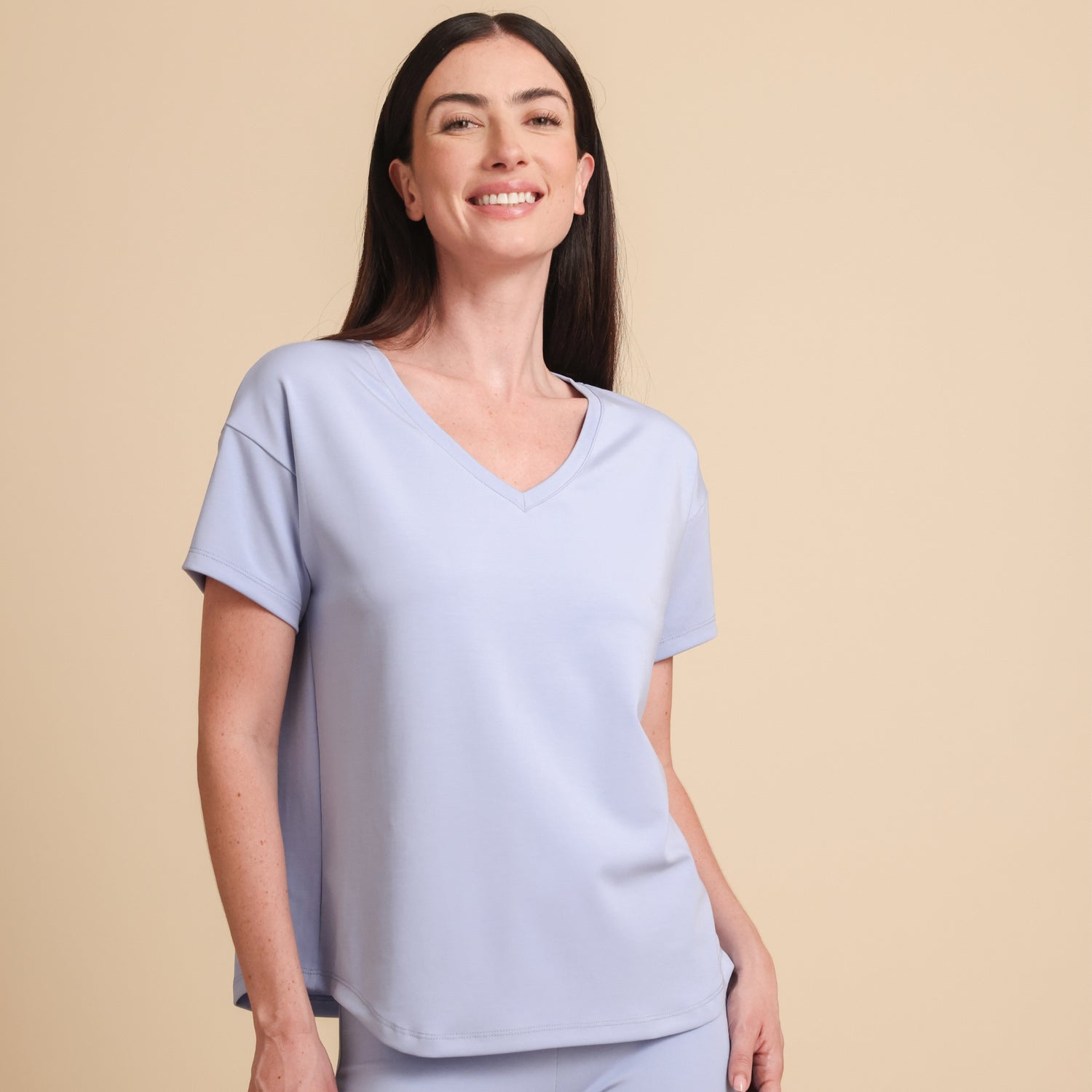 Breezy Short Sleeve Pajama Tee - The Knit V-Neck